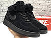 Чоловічі зимові кросівки Nike Air Force Winter Total Black High Найк Аір Форс чорні замкові з хутром високі, фото 9