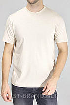 48-56. Чоловіча однотонна футболка бавовна 100%, Узбекистан - молочний колір, фото 3