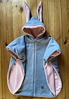 Дитяче тепле пальто-пончо подвійне з капюшоном з вушками