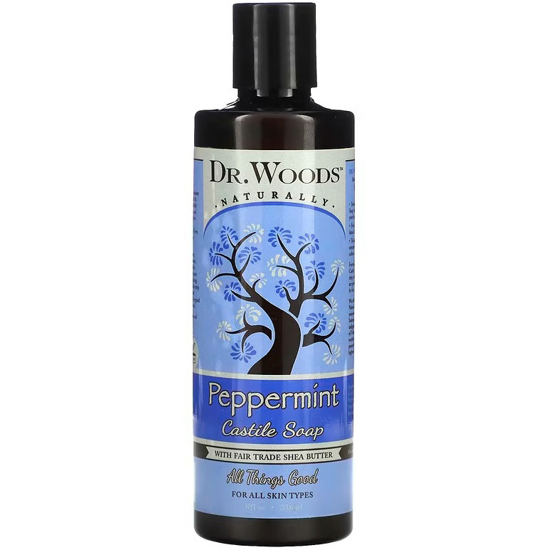 М'ятна кастильське мило Dr. Woods "Peppermint Castile Soap" з маслом ши (236 мл)