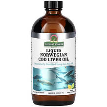 Риб'ячий жир із печінки тріски Nature's Answer "Liquid Norwegian Cod Liver Oil" зі смаком лимона та лайма (480 мл)