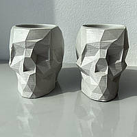 Гіпсове кашпо череп сірий 75 мл