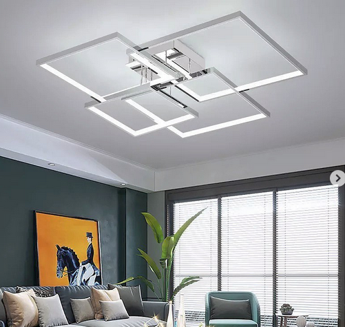 Сучасна геометрична світлодіодна модель в корпусі метал білого кольору, фото 1