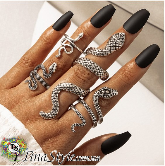 Кільце змій набір колець змія в стилі панк ,унісекс , кігті готична кільце, фото 1