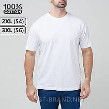 2XL (54), 3XL(56). Білі чоловічі однотонні футболки, 100% бавовна, Узбекистан