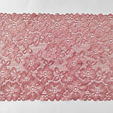 Еластичне (стрейчеве) мереживо пудрового рожевого кольору, ширина 22см., фото 7