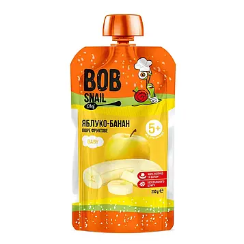 Пюре фруктове Яблуко-Банан Bob Snail, 250 гр