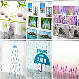 Силіконова шторка для ванної кімнати з малюнком, розмір 180х180 см., фото 3