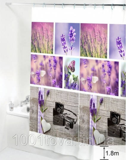 Силіконова шторка для ванної кімнати з малюнком, розмір 180х180 см., фото 1