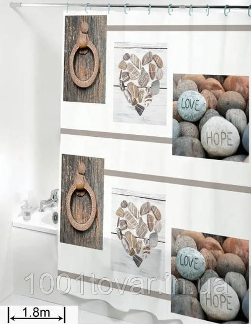 Силіконова шторка для ванної кімнати з малюнком, розмір 180х180 см., фото 1
