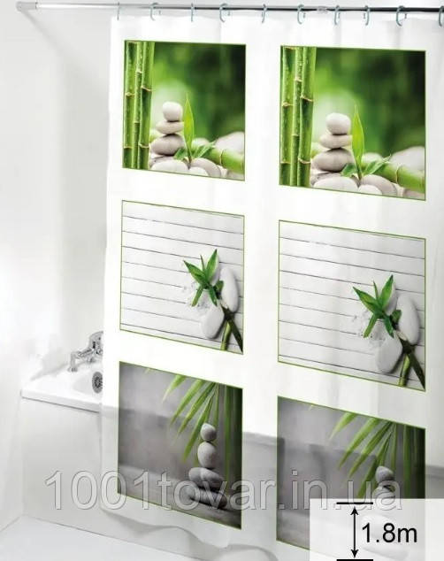 Силіконова шторка для ванної кімнати з малюнком, розмір 180х180 см., фото 1