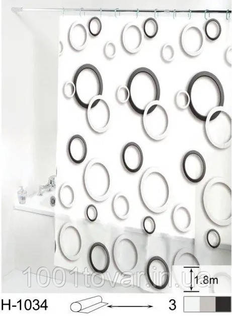 Силіконова шторка для ванної кімнати з малюнком, розмір 180х180 см., фото 1