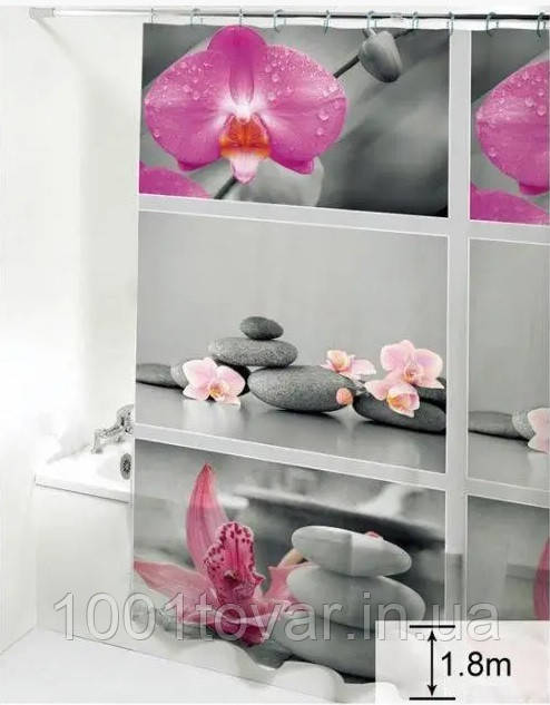 Силіконова шторка для ванної кімнати з малюнком, розмір 180х180 см., фото 1