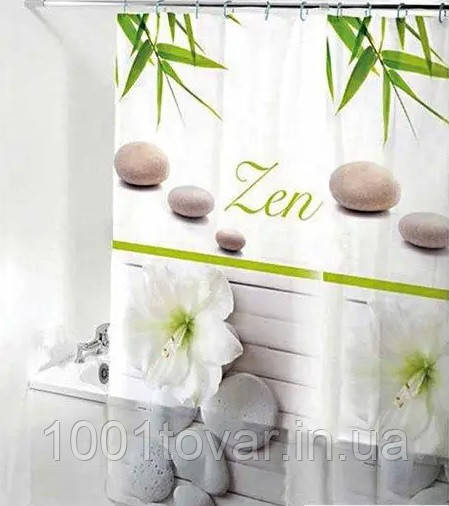 Силіконова шторка ZEN для ванної кімнати з малюнком, розмір 180х180 см., фото 1