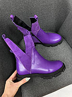 Женские ботинки фиолетовые кожа Италия 40 деми зима