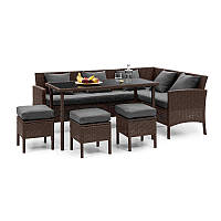 Titania Dining Lounge Set садовый набор обеденный стол 3 табурета 5 подушек полиротанг коричневый /