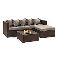 Theia lounge set садовый набор угловой диван табурет 5 подушек полиротанг коричневый / коричневый Brown |