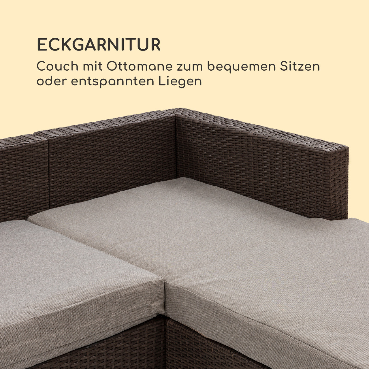 Theia lounge set садовый набор угловой диван табурет 5 подушек полиротанг коричневый / коричневый Brown | - фото 7 - id-p1663339009