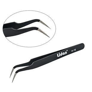 Пінцет для нарощування вій загнутий гострий LIDAN H-15