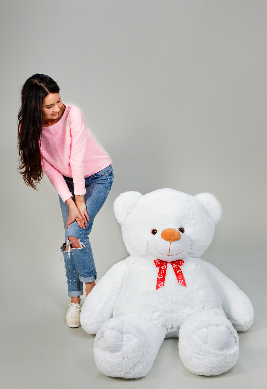Білий великий ведмідь Венея 170 см — м'яка іграшка подарунок дівчині, Білий плюшевий ведмедик, Пухнасті ведмеді