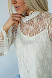 Кружова блуза в стилі ампір Pocio - кремовий колір, M (їсть розмірів), фото 4