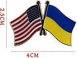 Значок парний прапор Україна Америка 25х40 мм. Пін Україна. Пін США. Україна та Америка RESTEQ, фото 2