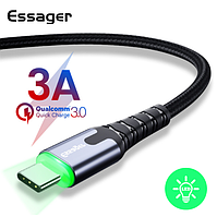 Зарядний кабель з підсвічуванням ESSAGER USB Type-C 3A 2метра