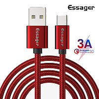 Зарядний кабель Red ESSAGER USB Type-C 3A 2метра