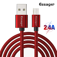 Зарядний кабель Red ESSAGER micro USB 2.4 A 2метра