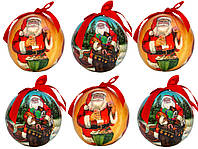 Набор елочных игрушек - новогодние шары Дед Мороз, 6шт, D7,5 см, разноцветный, пенопласт (420056-1)