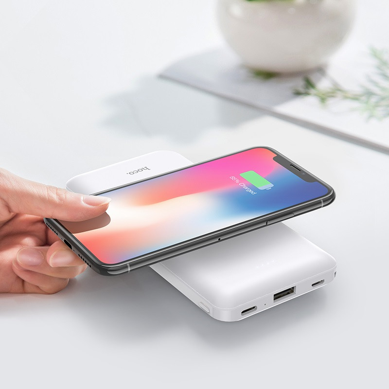 HOCO J50 Surf Wireless charging 10000mAh Black Универсальная батарея Li-Pol От USB Type-C micro Lighting Черный