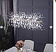 Пухнастий підвісний світильник з серії Кульбаби, в корпусі видовженої форми, кольору CHROME на 90см, фото 3