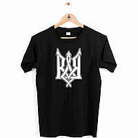 Футболка чорна з патріотичним принтом "Білий герб України Тризуб" Push IT