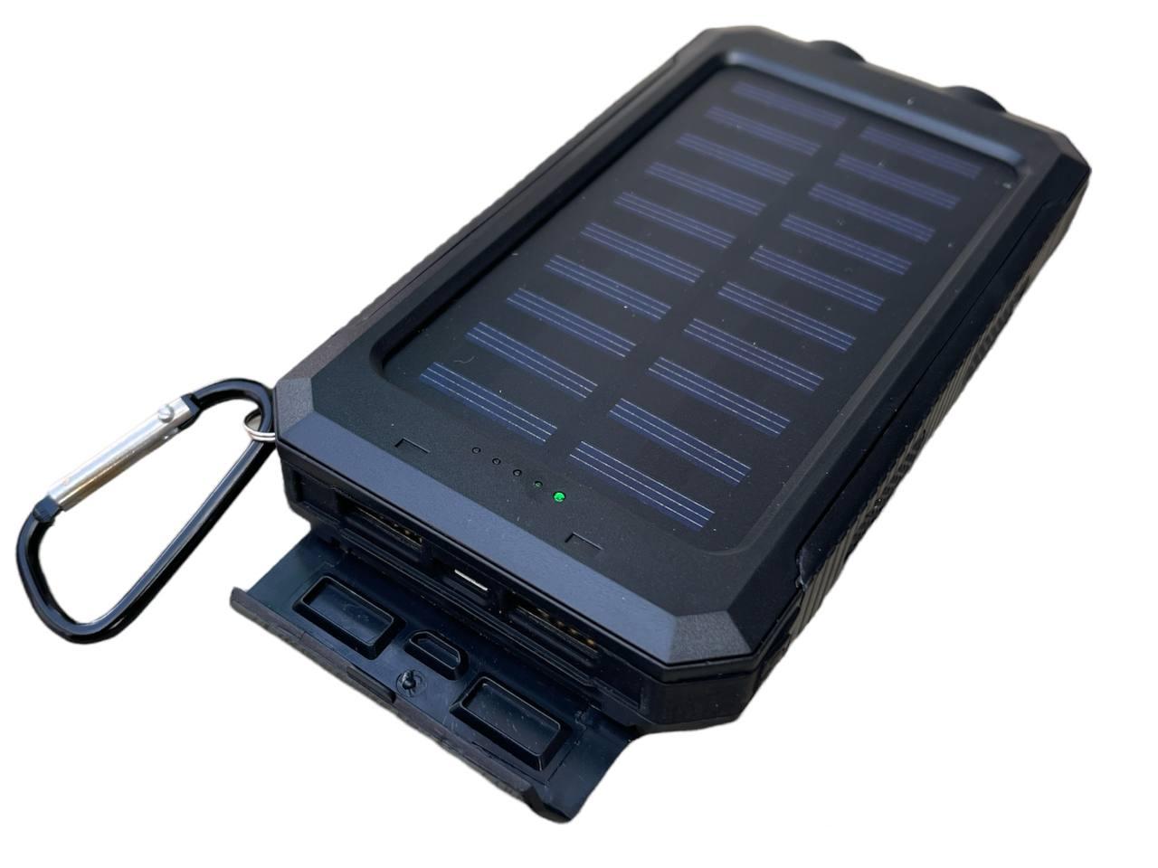 Сонячне заряджання з повербанком 20000 mAh у бронекорпусі з LED ліхтарем і компасом