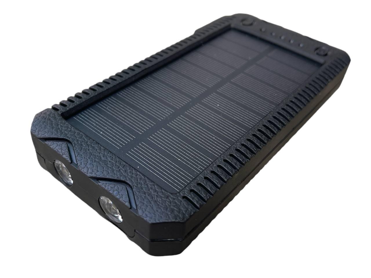 Сонячне заряджання з повербанком 20000 mAh у бронекорпусі з LED-ліхтарем і запальничкою