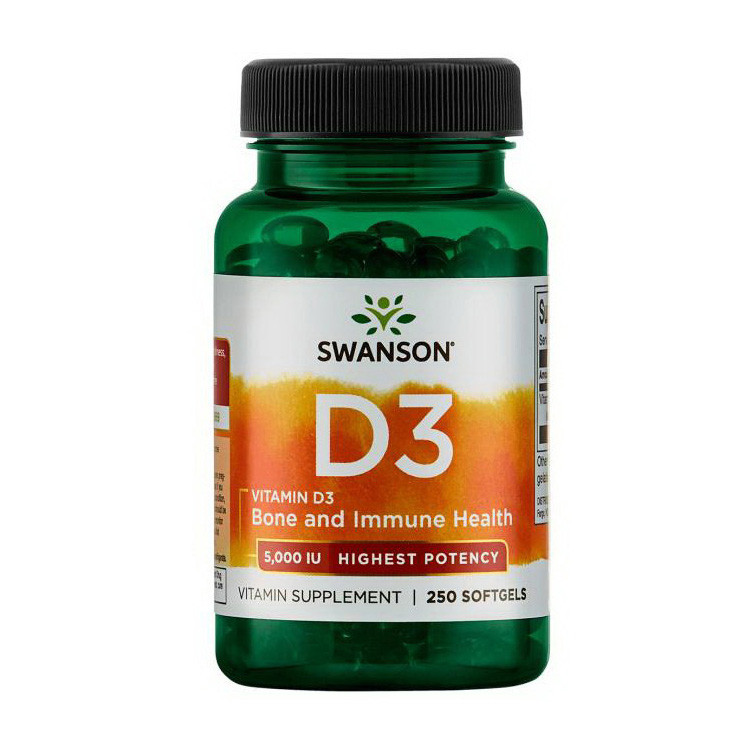 Swanson Vitamin D3 5000 IU (125 mcg) 250 Softgels