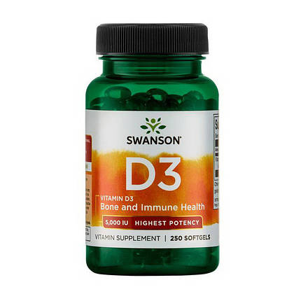 Swanson Vitamin D3 5000 IU (125 mcg) 250 Softgels, фото 1