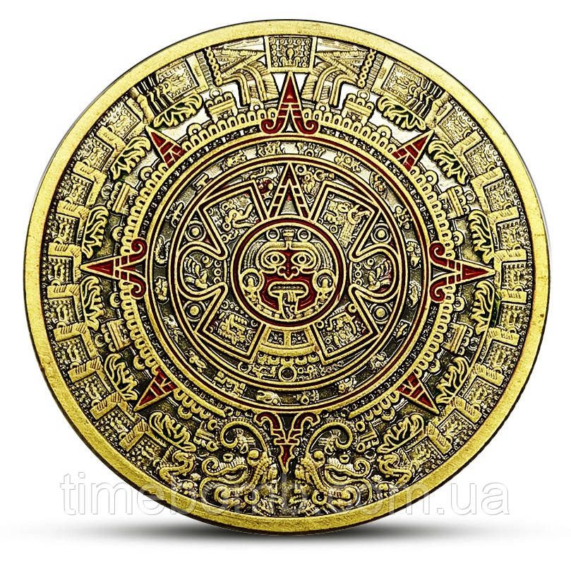 Бронзова сувенірна монета Ацтеків "Камінь Сонця"