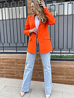 Стильный женский жакет без подкладки прямого кроя Оранжевый