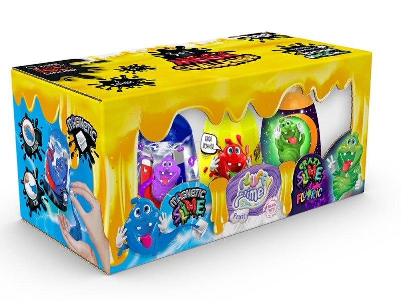 Лизуни "3 в 1 "Magnetic Slime", "Fluffy Slime", "Crazy Slime Fluoric"
