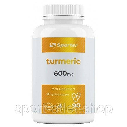 Натуральна добавка Sporter Organic Turmeric with Black Pepper, 90 капсул, фото 1