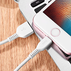 Кабель (дріт) для заряджання смартфона/телефона USB Hoco X20 lighting 2 м Білий, фото 5