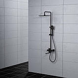 Душева система Frap F2462, поворотний вилив - перемикач на лійку, 3 режими, чорний, фото 2