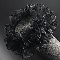 Бант на резинке объёмный атлас материал для волос цвет черный упаковка 5 шт диаметр 10 см высота 6 см