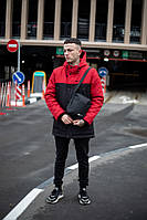 Чоловічий Комплект парка червоно-чорна + теплі штани + барсетка і рукавички в подарунок / Мужской Комплект