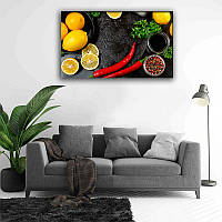 Модульная картина на холсте 20х40 1 сегмент на стену асорти еда печать фото на кухню на подрамнике