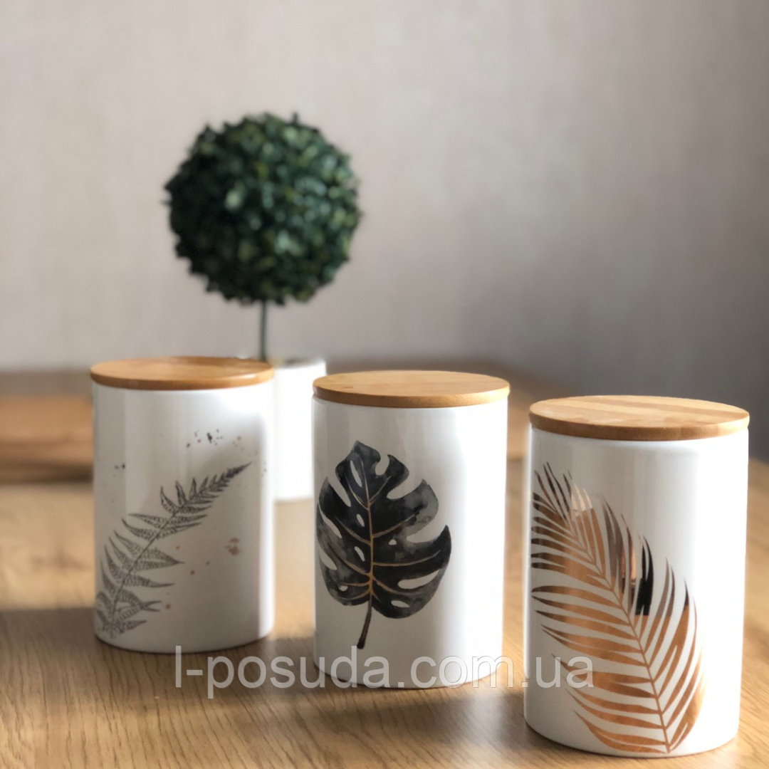 Білі керамічні банки Гаваї, набір 3 шт*650 мл, фото 1