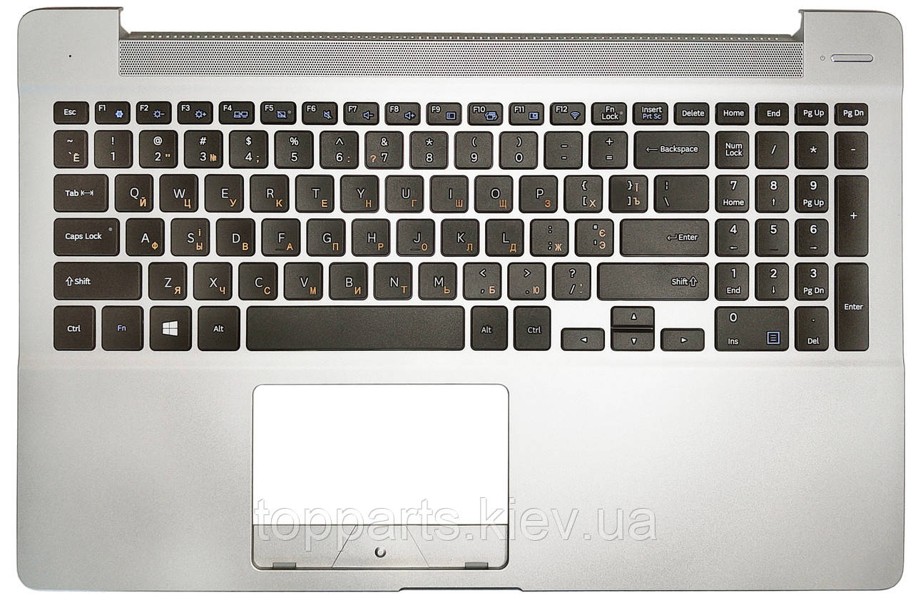 Клавіатура для ноутбуків Samsung NP630Z5J чорна UA/RU/US, кришка, кнопка ввімкнення, колонки