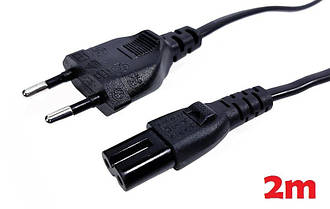 AC силовий кабель 100-240v ∞ C7/C8 2pin (5a) (2m) (Оригінал) 1 день гар.