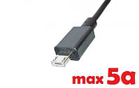 Dc кабель до блоку живлення 6.0x2.0mm 3pin mUSB (5a) (1.5m) (A class) 1 день гар.